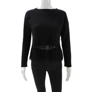The Perfext Unisex Pullover Sweater Black Long Sleeve Round Neck Size S